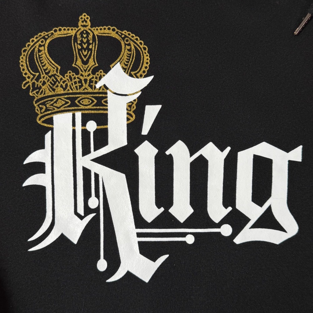 King Crown XL Graphic Raglan Hoodie Hooded Sweatshirt Dad Husband Boyfriend Gift